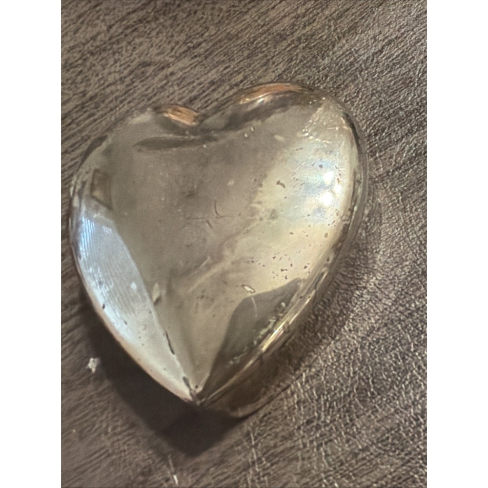 Vintage Heart Shaped Silver Plated Lined Trinket Box
